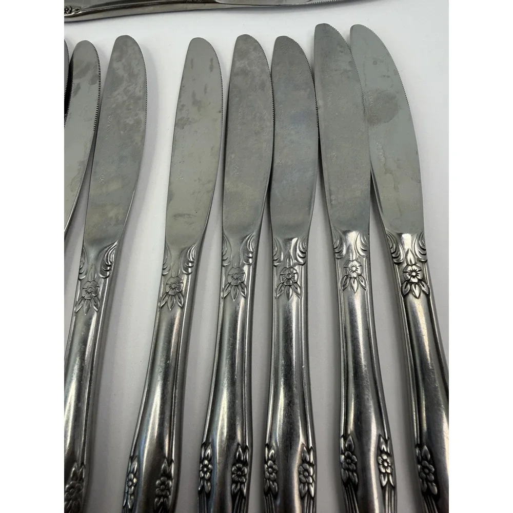 Stanley Roberts Rogers Dream Rose Stainless Steel Dinner Knives Lot Of 16